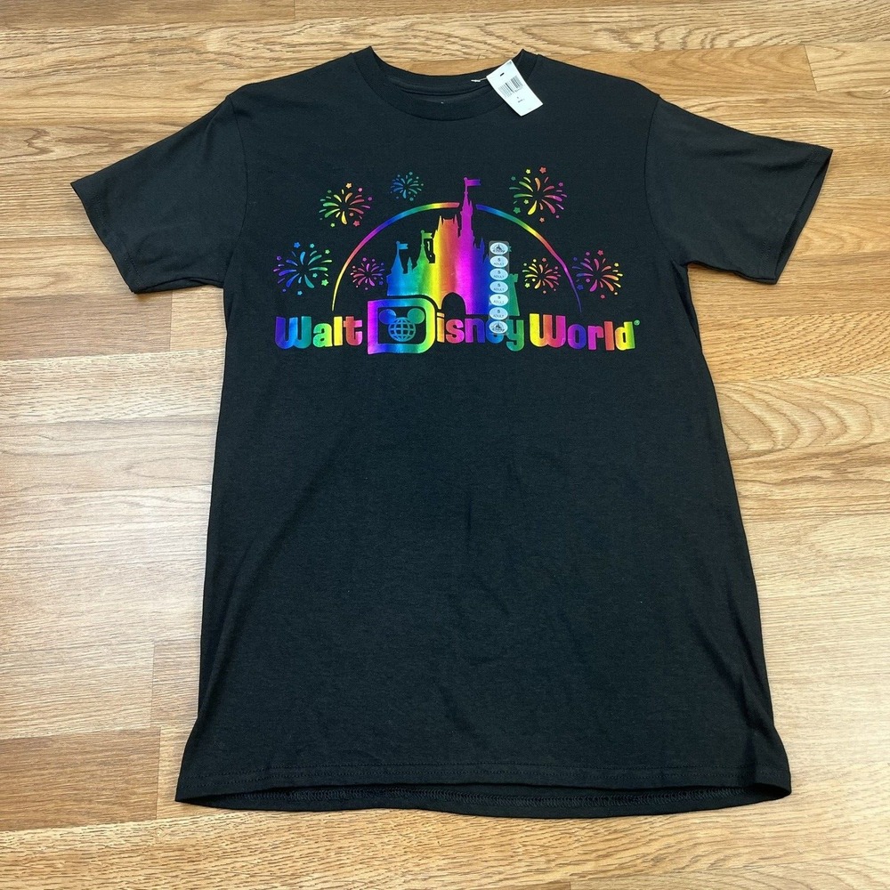 Walt Disney World Foil‎ Castle Metallic Rainbow Unisex Adult Size Small NEW